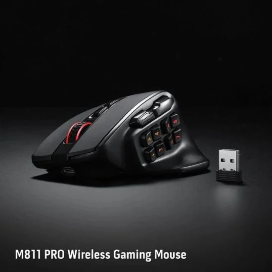 Redragon M811 PRO Wireless MMO Gaming Mouse 15 Prog Buttons RGB Gamer Mouse 10 Side Macro Keys